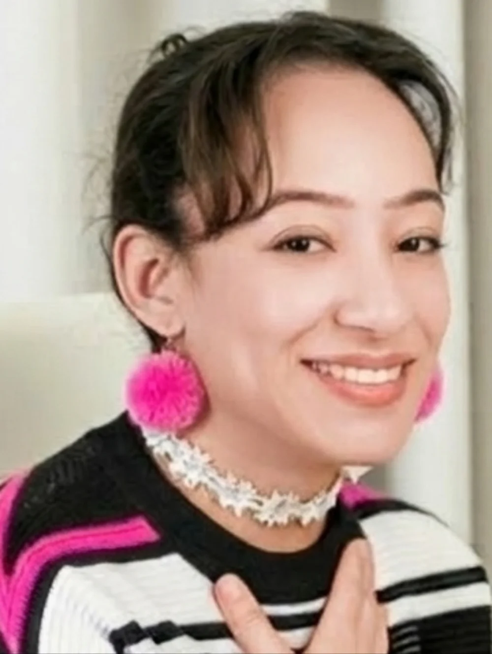 Pink Fur Ball Earrings